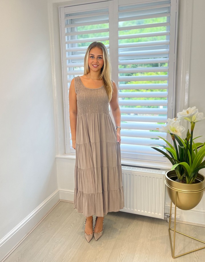 Lucy Cobb Katie Midi Dress  - Taupe