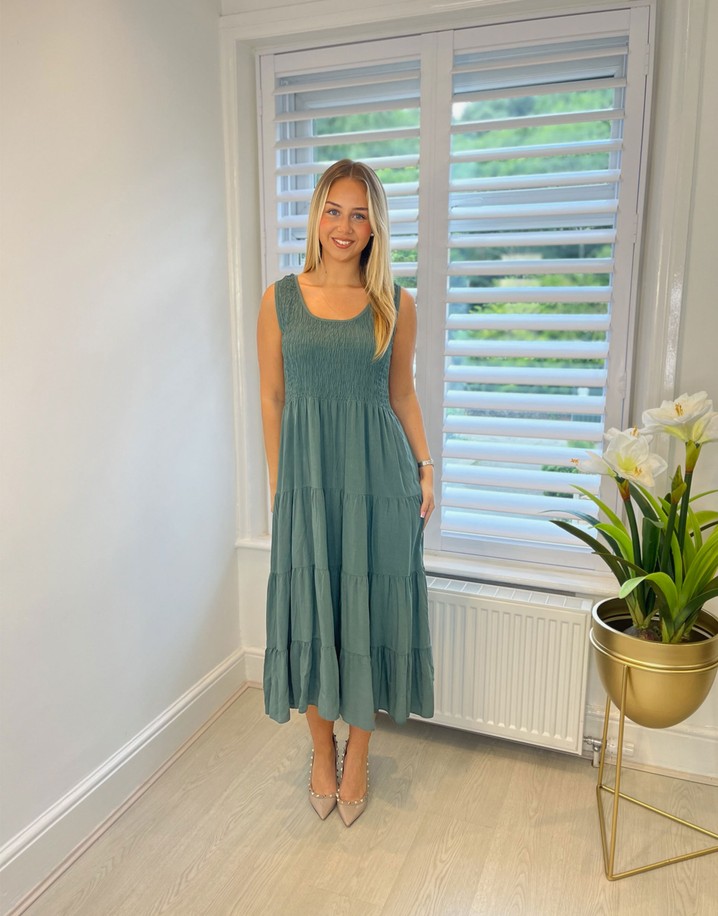 Lucy Cobb Katie Midi Dress  - Khaki