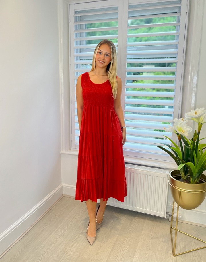 Lucy Cobb Katie Midi Dress  - Red