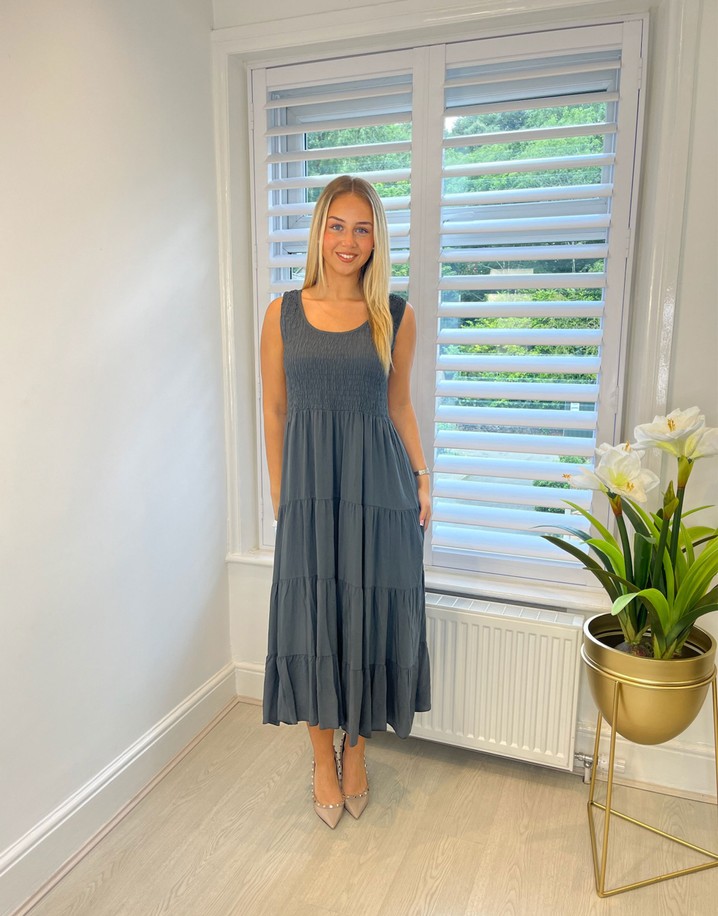 Lucy Cobb Katie Midi Dress  - Slate