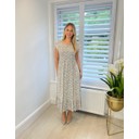 Dahlia Frill Floral Midi Dress - Mocha