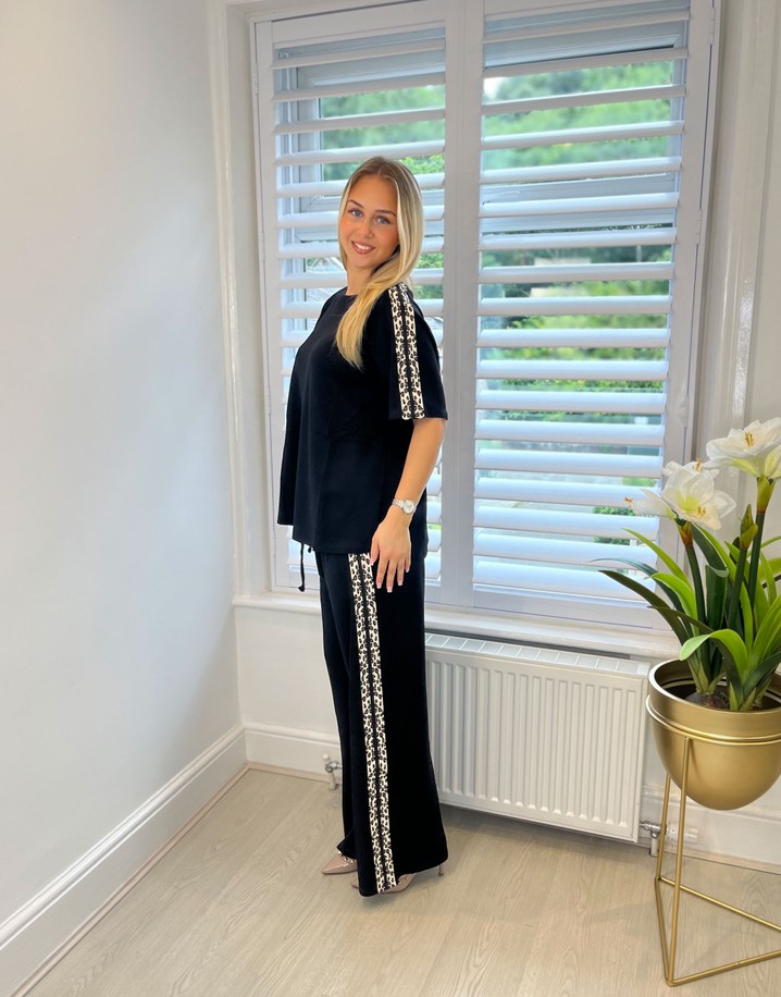 Lucy Cobb Leopard Stripe Co-Ord - Black