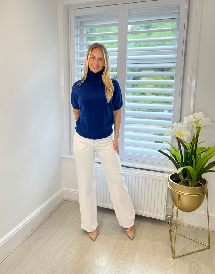 Lucy Cobb Riley Roll Neck Jumper in French Navy