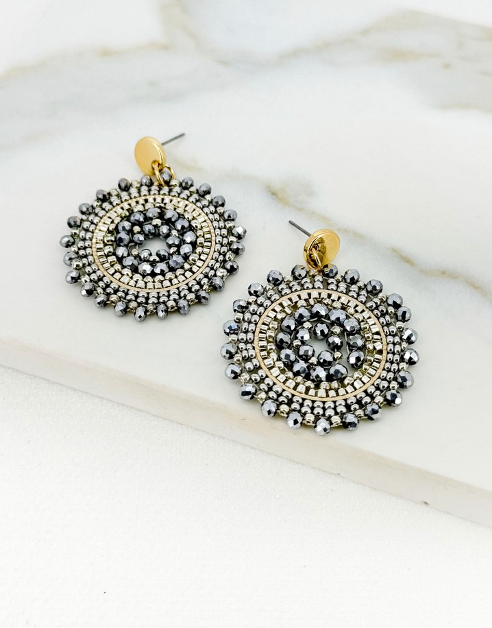 Envy Beaded Earrings - Grey