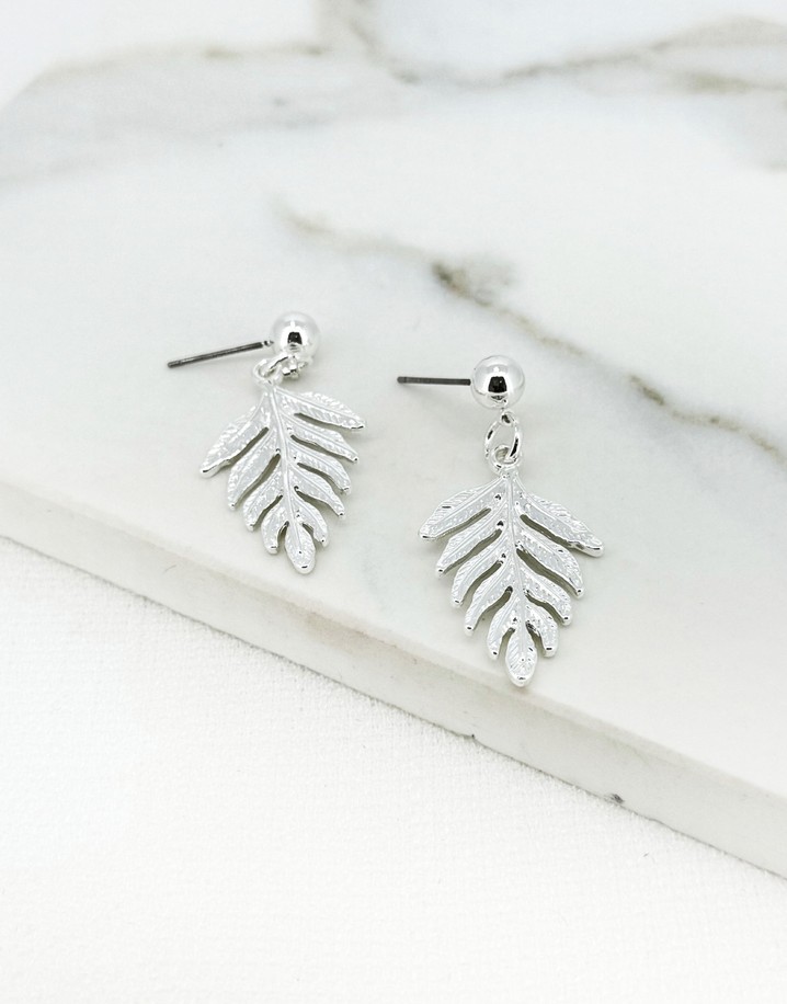 Envy Leaf Earrings - Silver