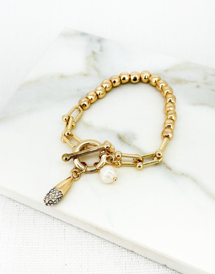 Envy Charm T-Bar Bracelet - Gold