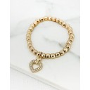 Heart Charm Elasticated Bracelet - Gold