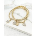 Multi Charm Elasticated Bracelet - Gold
