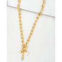 Charm T-Bar Short Necklace - Gold