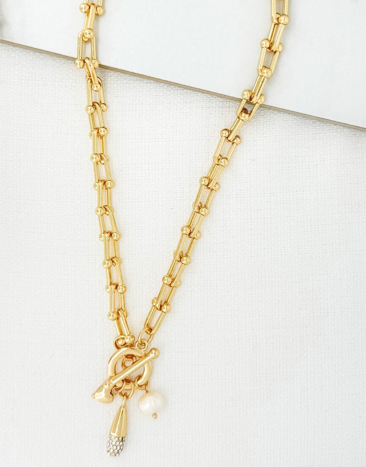 Envy Charm T-Bar Short Necklace - Gold