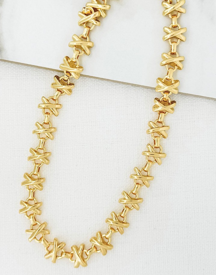 Envy Chunky 'X' Short Necklace - Gold