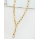 Diamante Drop Chain Short Necklace - Gold