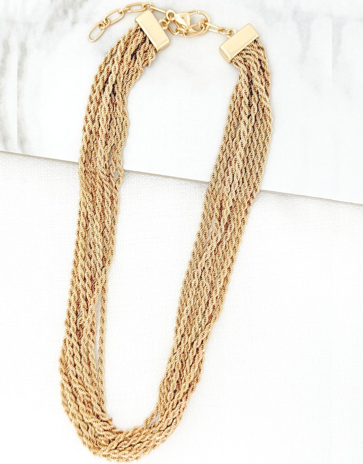 Envy Multi Rope Chain Short Necklace  - Gold
