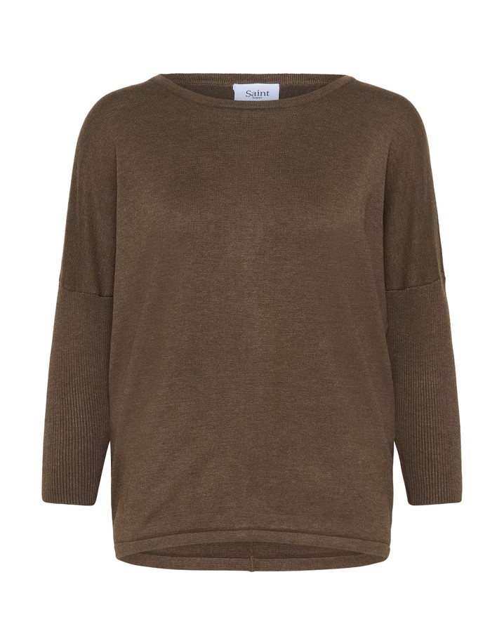 Saint Tropez MilaSZ Round Neck Pullover - Fudge