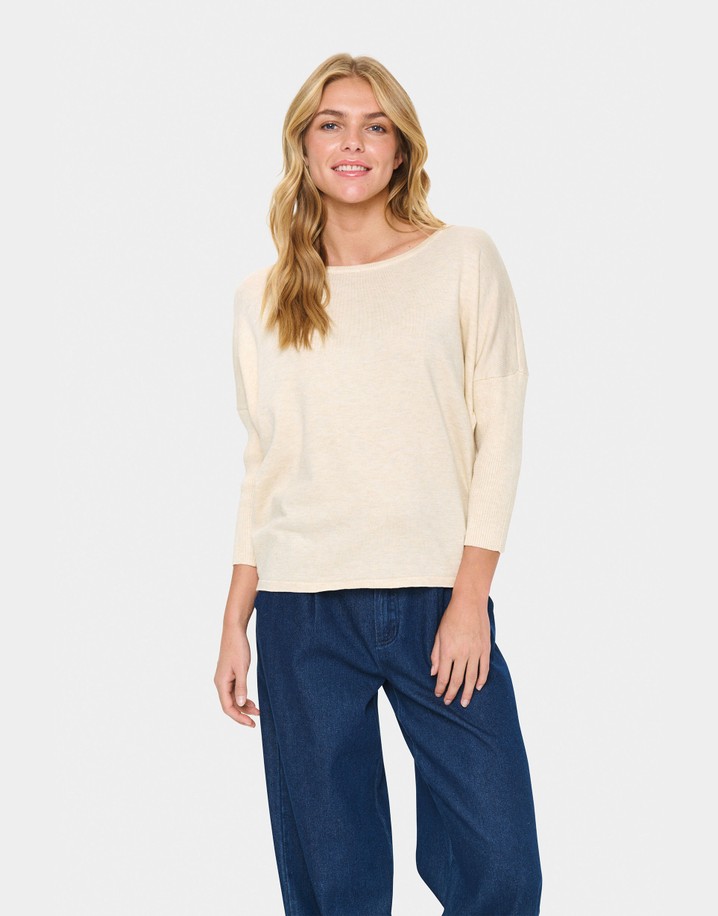 Saint Tropez MilaSZ Round Neck Pullover - Rice