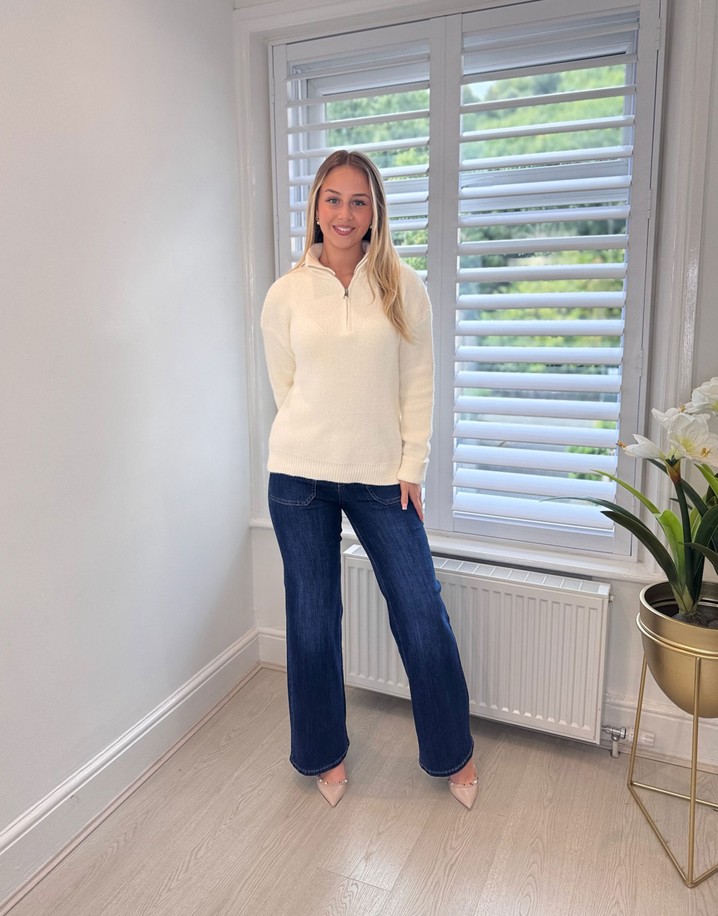 Lucy Cobb Supersoft Half Zip Jumper - Ivory