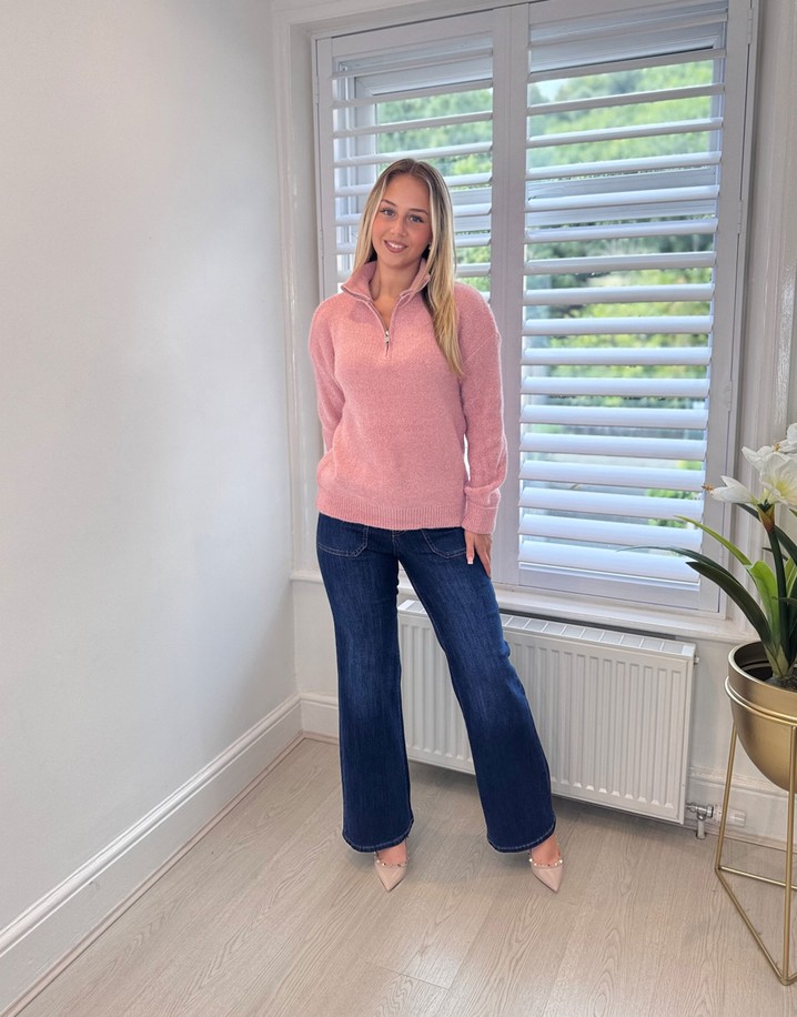 Lucy Cobb Supersoft Half Zip Jumper - Pink 