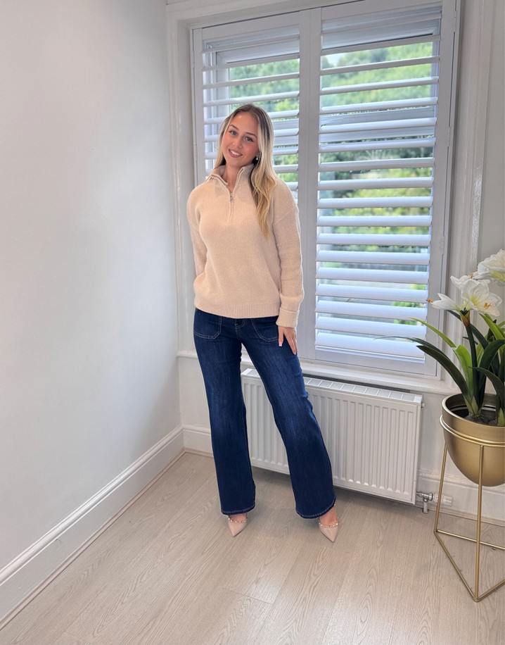 Lucy Cobb Supersoft Half Zip Jumper - Stone