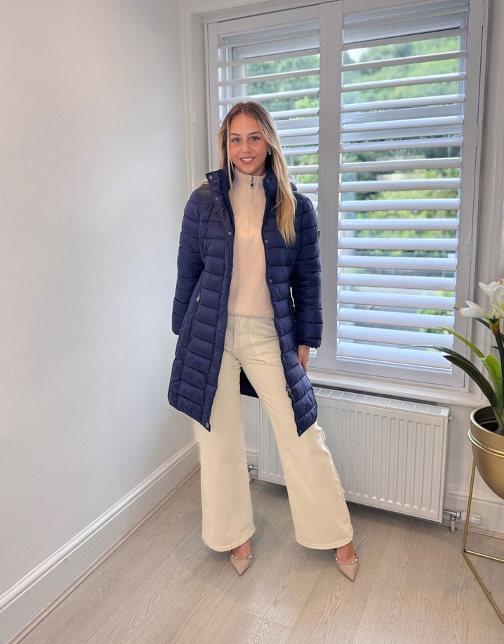 Frandsen Faith Padded Longline Coat - Navy
