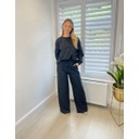 Carly Cheetah Sweatshirt & Trousers Co-ord  - Black