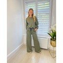 Carly Cheetah Sweatshirt & Trousers Co-ord  - Khaki