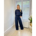 Carly Cheetah Sweatshirt & Trousers Co-ord  - Navy