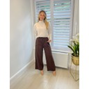 Pintuck Wide Leg Joggers  - Chocolate