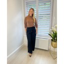 Pintuck Wide Leg Joggers  - Black