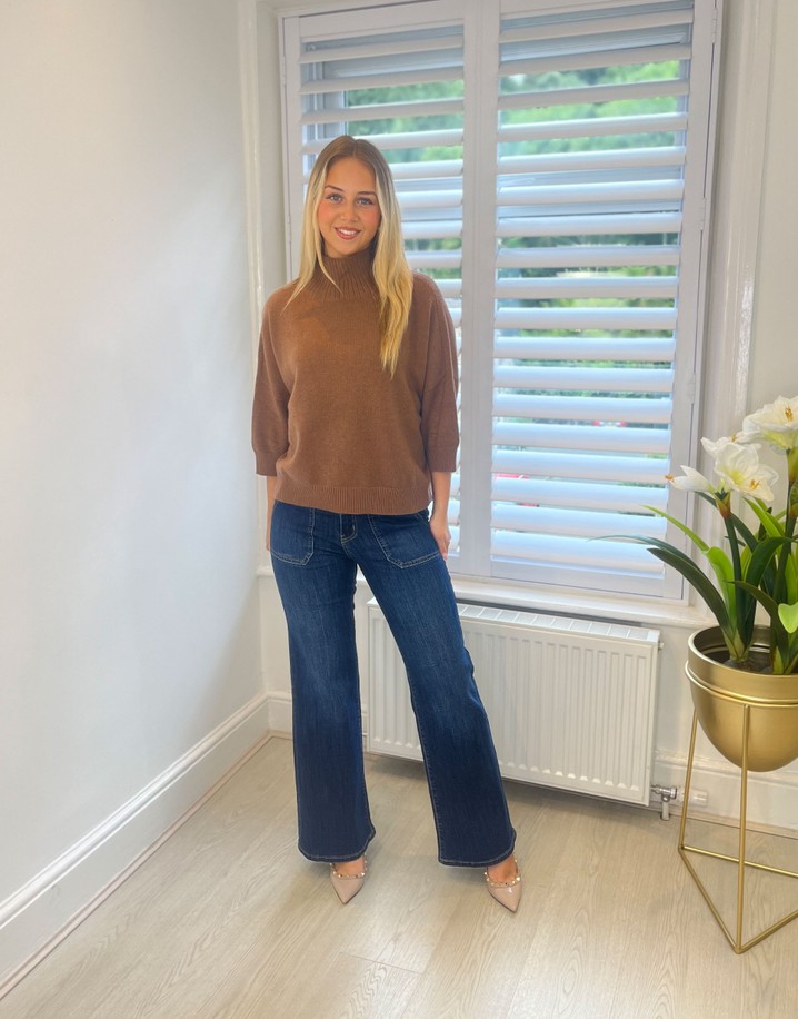Lucy Cobb Helen High Neck Jumper - Fudge