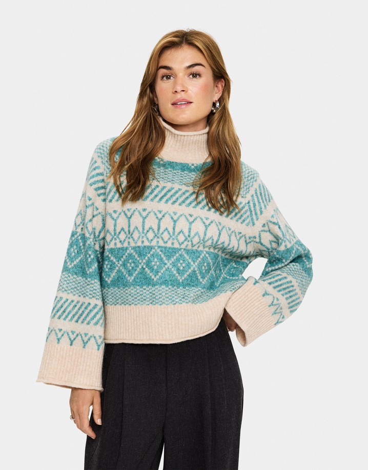 Saint Tropez Micha Rollneck Pullover  - Aqua Haze