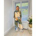Landscape Print Satin Set - Khaki