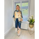 Landscape Print Satin Set - Navy