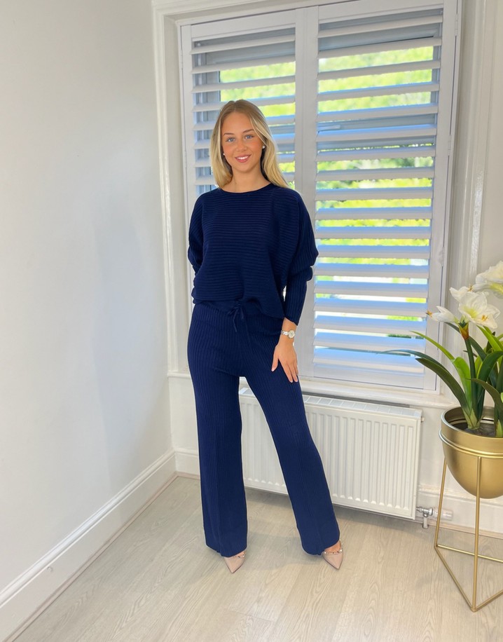 Lucy Cobb Rihannon Ribbed Knit Co-Ord - Navy