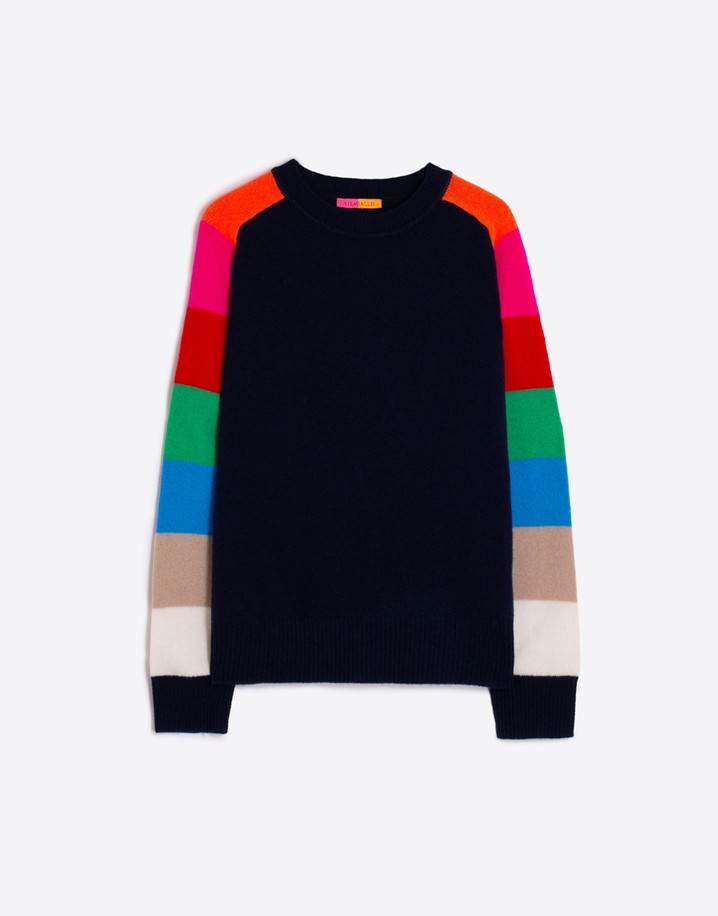 Vilagallo Manga Stripe Jumper - Navy