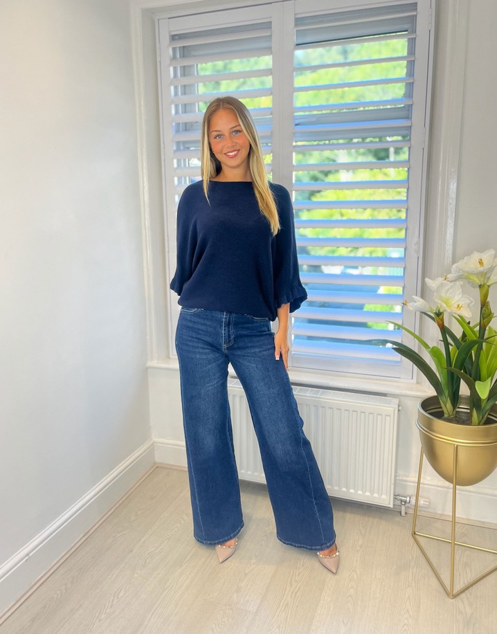 Lucy Cobb Felicity Frill Sleeve Jumper - Navy