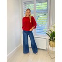 Felicity Frill Sleeve Jumper - Red