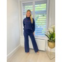 Cable Knit Stripe Knitted Co-ord - Navy