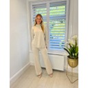 Cable Knit Stripe Knitted Co-ord - Oatmeal