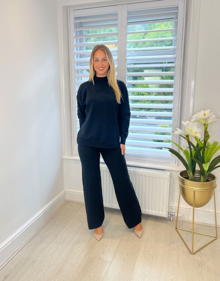 Lucy Cobb Cable Knit Stripe Knitted Co-ord in Black