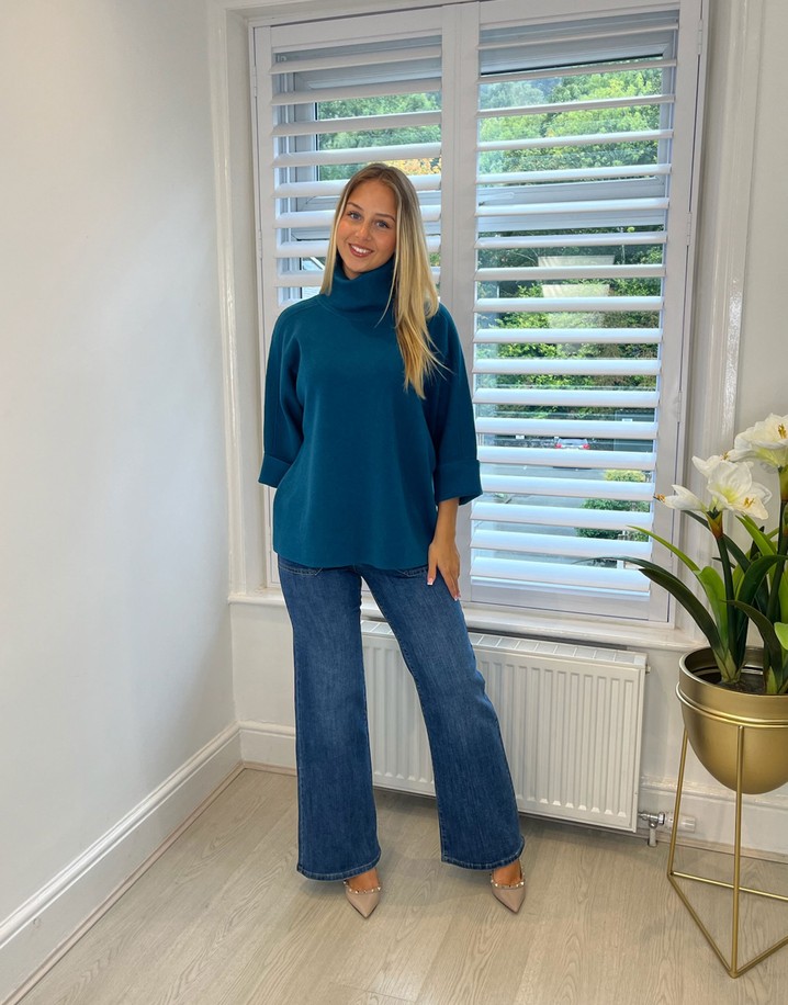 Lucy Cobb Rhia Roll Neck Jumper  - Teal