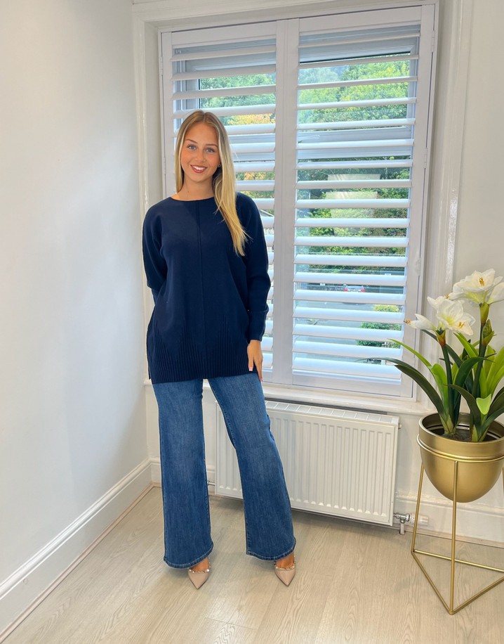 Lucy Cobb Sally Seam Front Jumper  - Navy