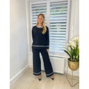 Contrast Stripe Knit Co-Ord - Black