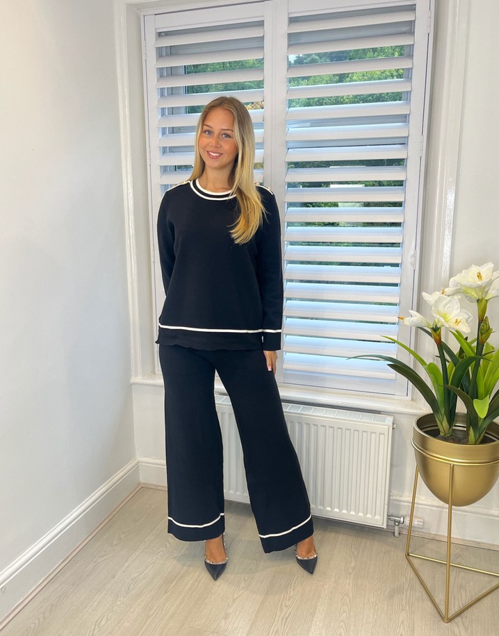 Lucy Cobb Contrast Stripe Knit Co-Ord - Black
