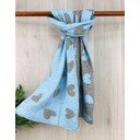 Reversible Heart Scarf - Blue & Dark Grey