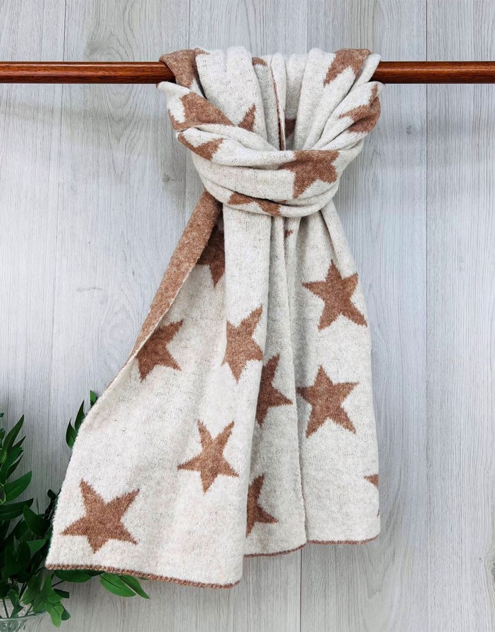 Lucy Cobb Reversible Star Scarf - Stone Mix