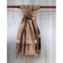 Striped Reversible Tree Of Life Scarf - Camel Mix 