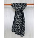 Boucle Leopard Print Scarf - Grey Leopard Print