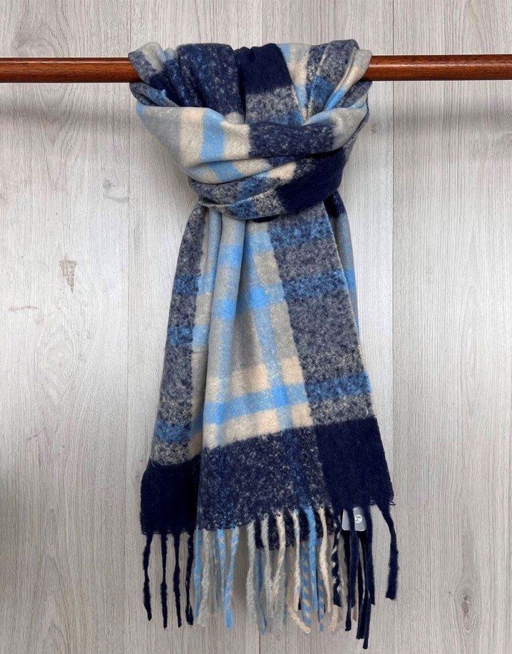 Lucy Cobb Check Scarf - Navy Mix