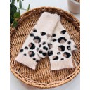 Leopard Fingerless Gloves - Cream