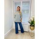 High Neck Button Sleeve Jumper - Grey